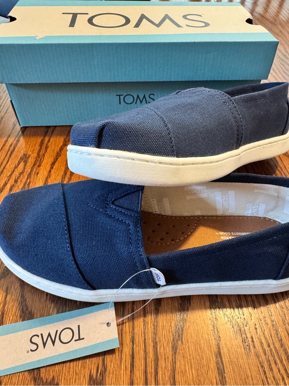 TOMS Navy Canvas Alpargata Youth Slip-Ons